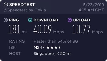 牛仔VPN速度测试新加坡