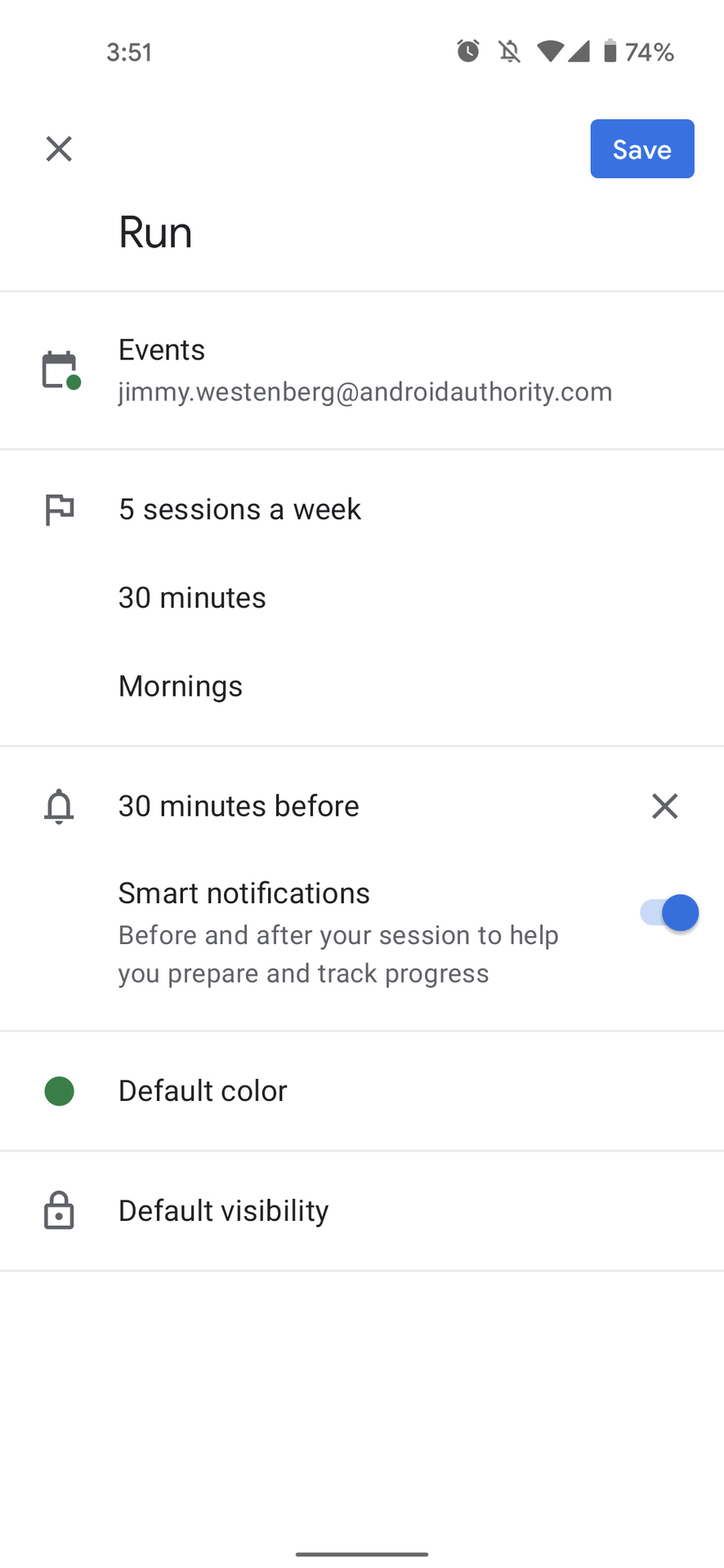 Google Fit锻炼Google日历屏幕截图1