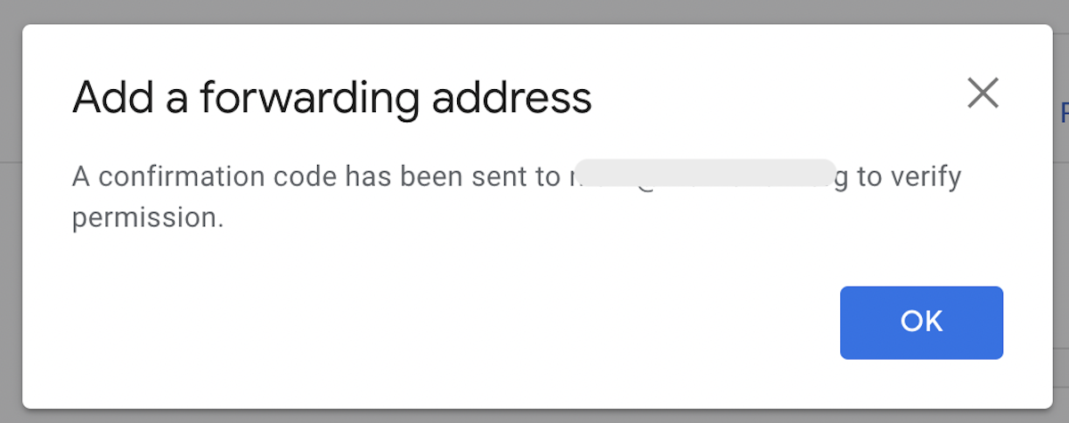 Gmail转发电子邮件确认