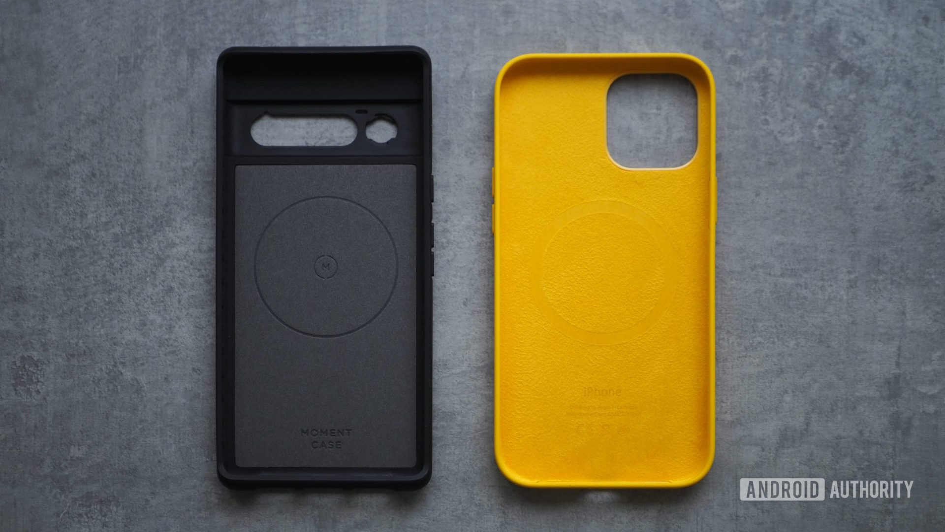 iPhone 12 Pro Max Magsafe黄色盒和像素6 Pro Moment（M）力盒，内部