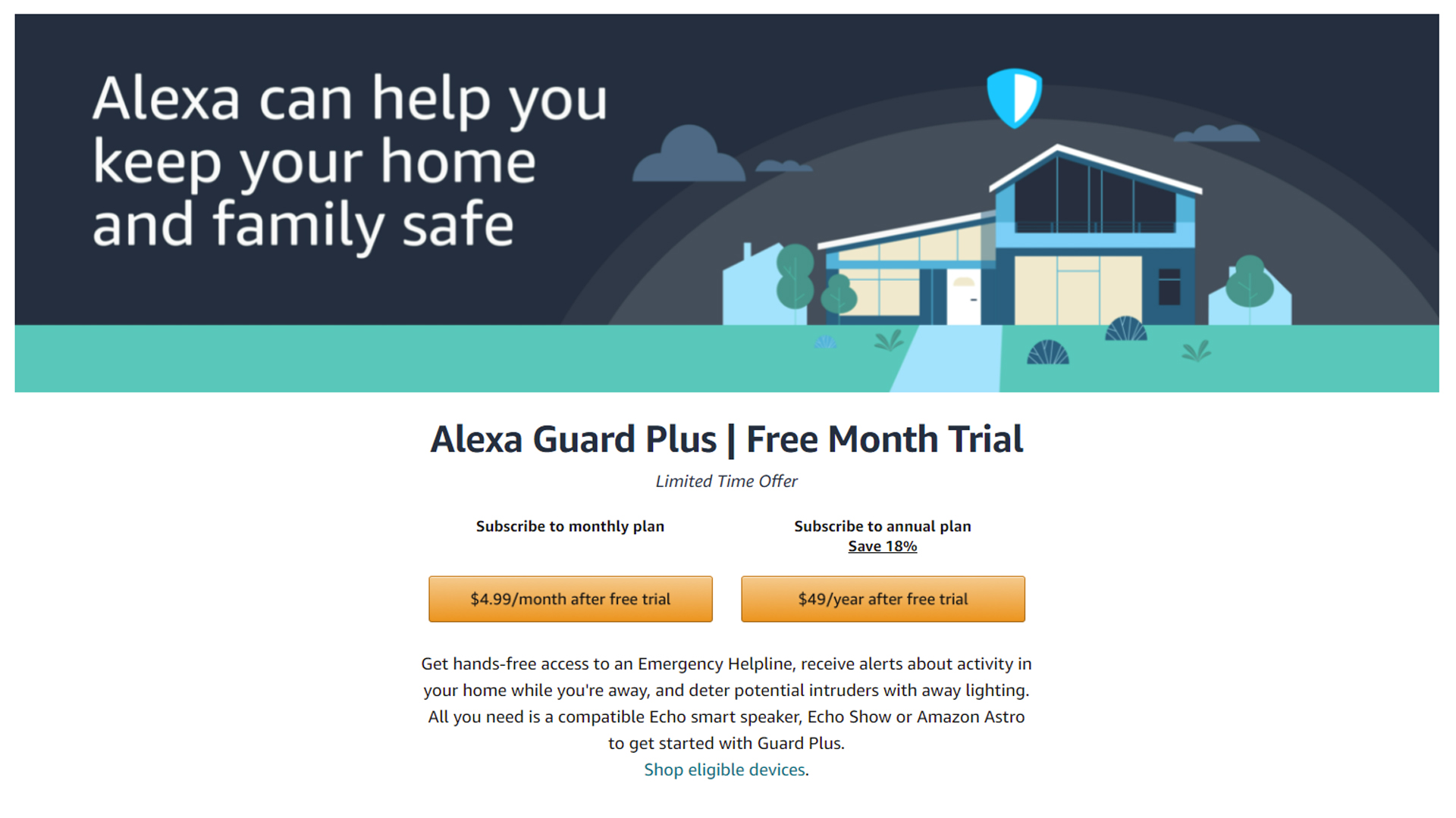 在网上注册Alexa Guard Plus