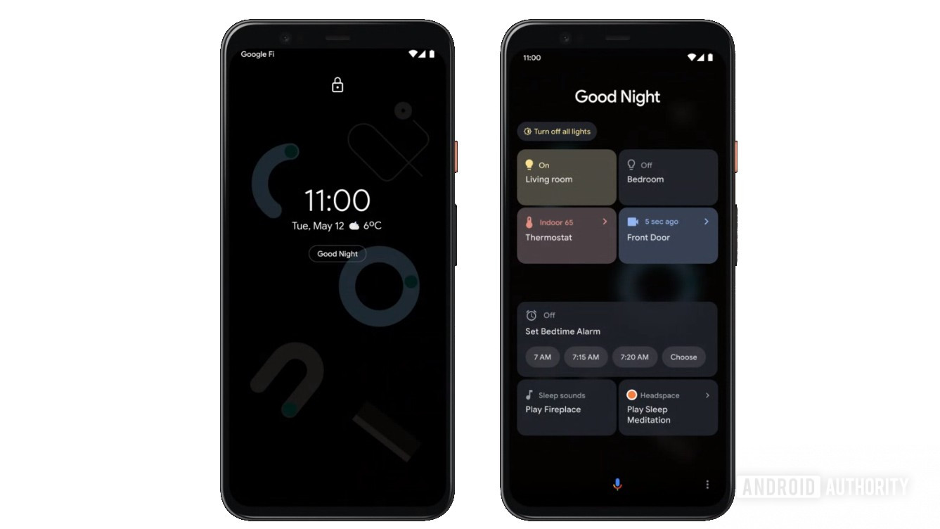 Google的An爱游戏刷手机版下载droid锁定屏幕和AOD概念模型，用于晚安动作