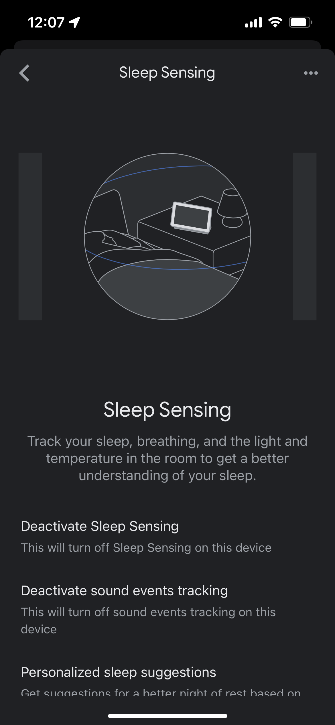 Google Home应用程序中的睡眠感应设置